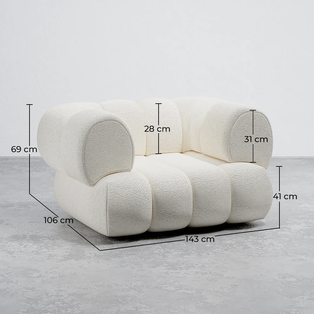 Fauteuil Rembourré en Tissu Bouclé - Style Moderne - Courbé Teddy image 10