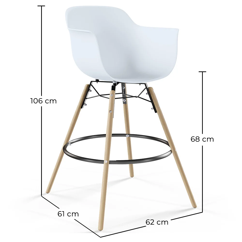 Tabouret de Bar - Design Scandinave - Pieds en Bois - Lot de 2 - Nordika image 10