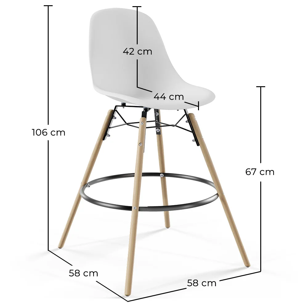 Tabourets de Bar - Design Scandinave - Pieds en Bois - Lot de 4 - Skögur image 10
