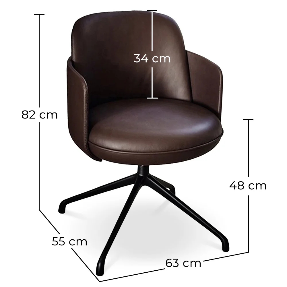 Fauteuil Pivotant Rembourré en Cuir - Design Moderne pour Bureaux et Hôtels de Luxe - Carla image 10