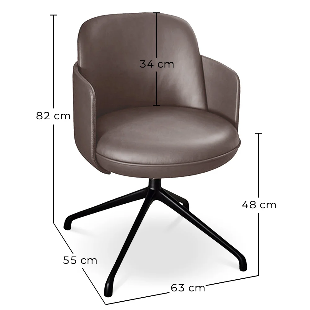 Fauteuil pivotant tapissé en cuir végétalien - Design moderne pour bureaux de luxe et hôtels - Carla image 10