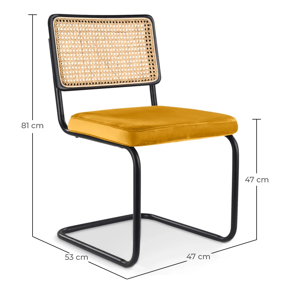Chaise de salle à manger - tapissée en velours - Bois et rotin - New Edition - Puila image 10