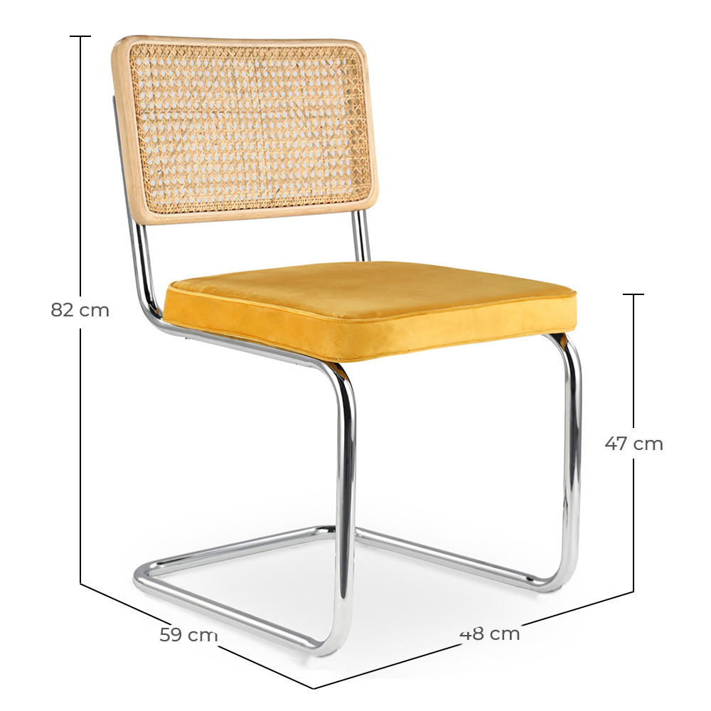 Chaise de salle à manger - tapissée de velours - Bois et rotin - New Edition - Martha image 10