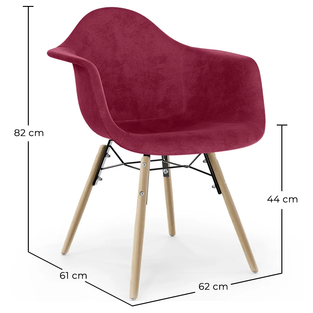 Chaise de Salle à Manger en Velours - Design Scandinave et Pieds en Bois - Nordika image 10
