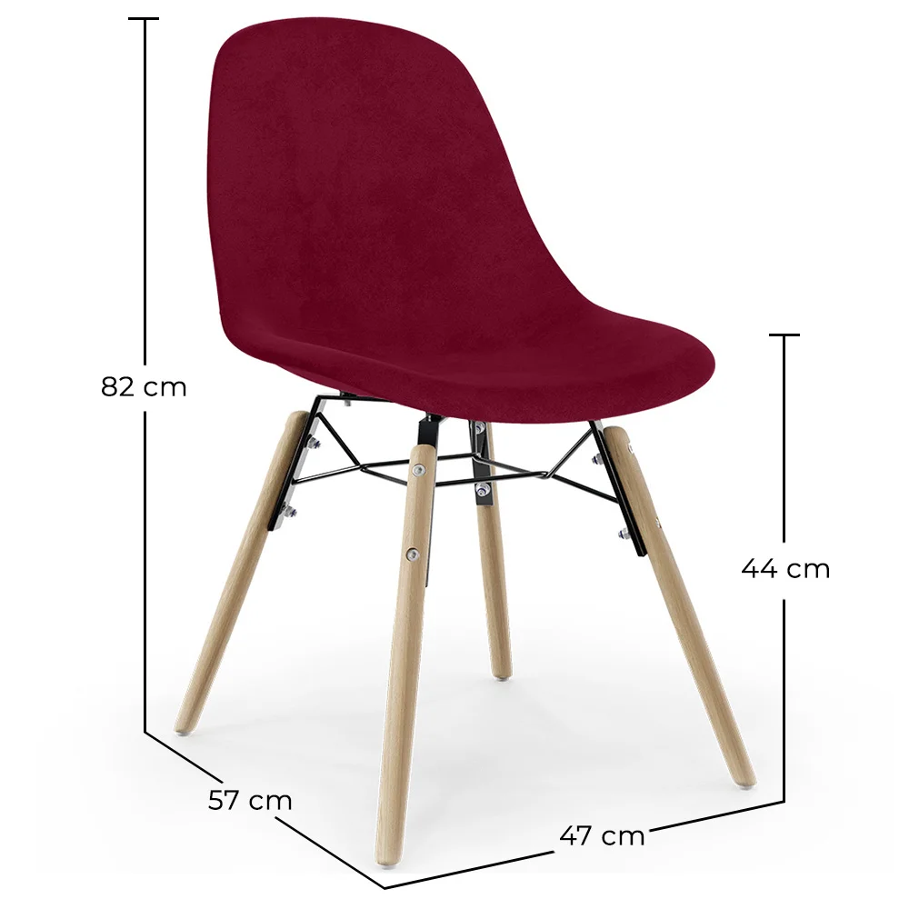 Chaise de Salle à Manger en Velours - Design Scandinave et Pieds en Bois - Skögur image 10