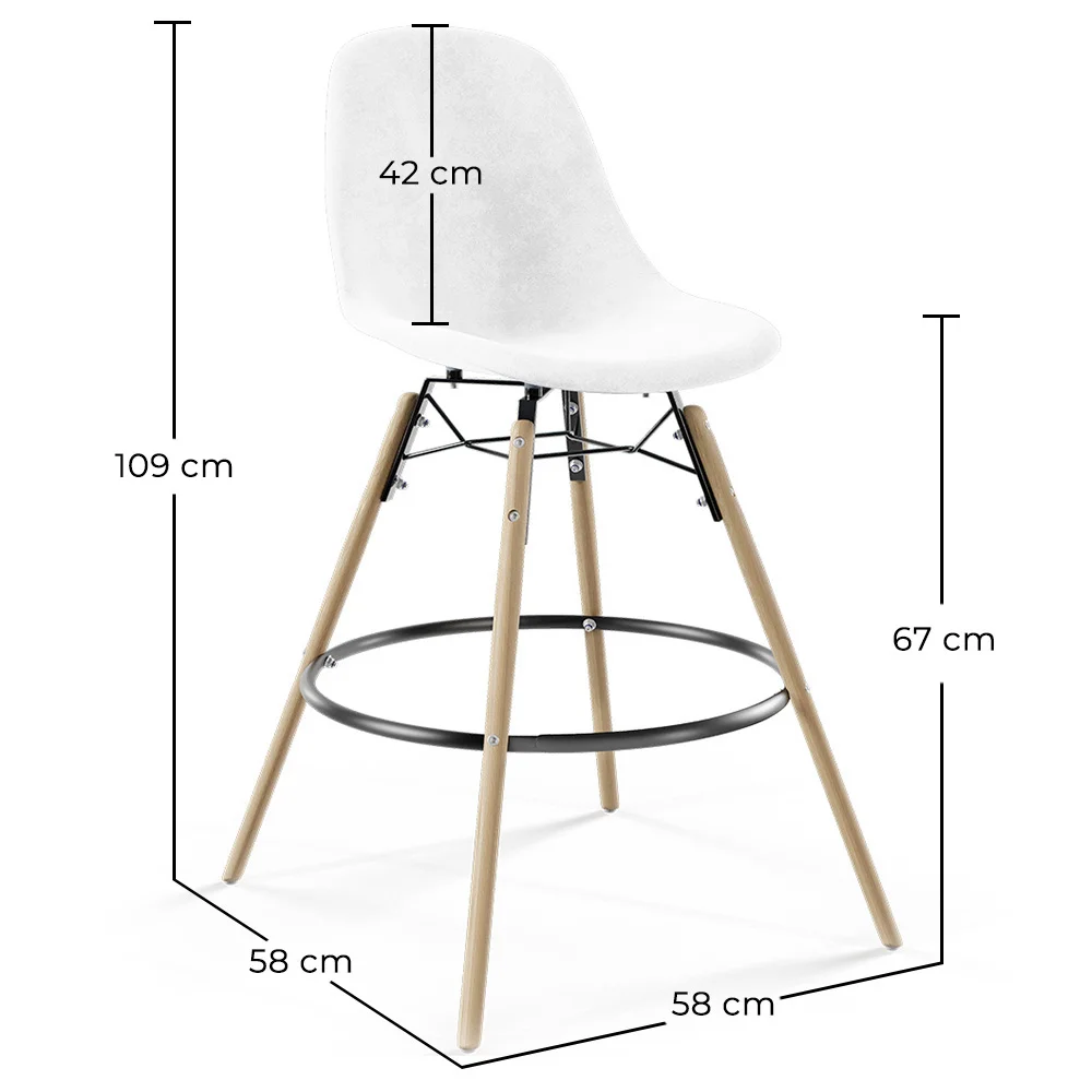 Tabouret de Bar en Velours - Design Scandinave et Pieds en Bois - Skögur image 10