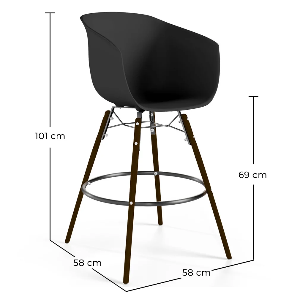 Tabouret de Bar - Design Scandinave - Pieds en Bois Foncé - Pirela image 10