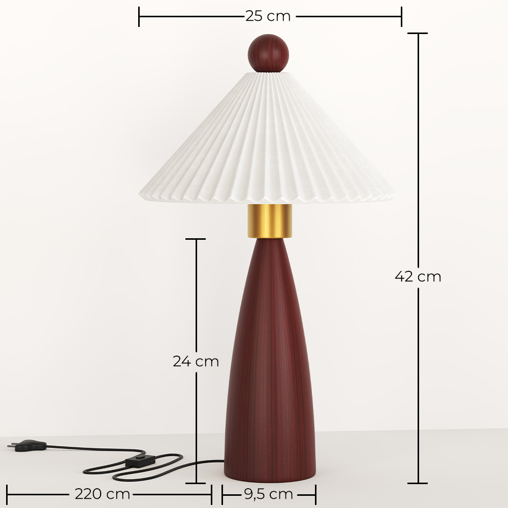 Lampe de table avec base en bois et abat-jour en ciment blanc - Ambiana image 10