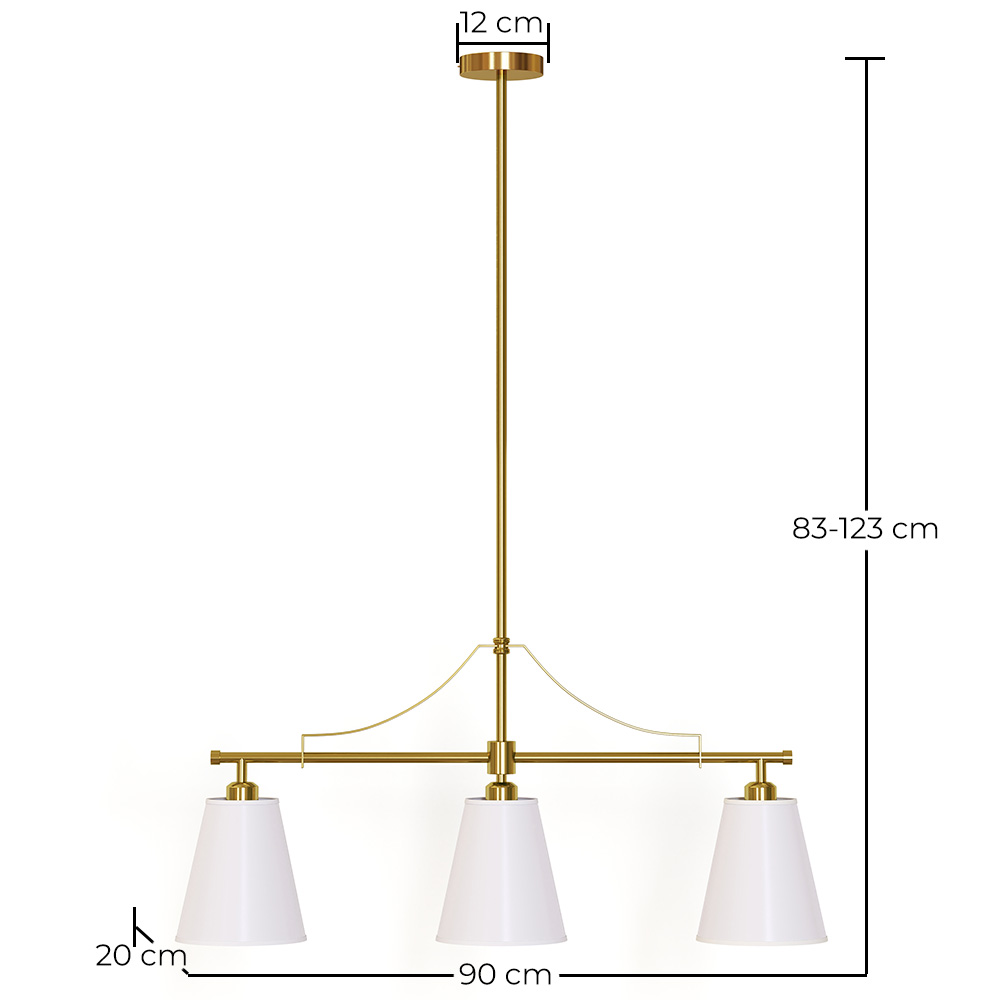 Suspension Plafonnier en Métal Doré Vieilli avec 3 Abat-jours - Bubles image 10