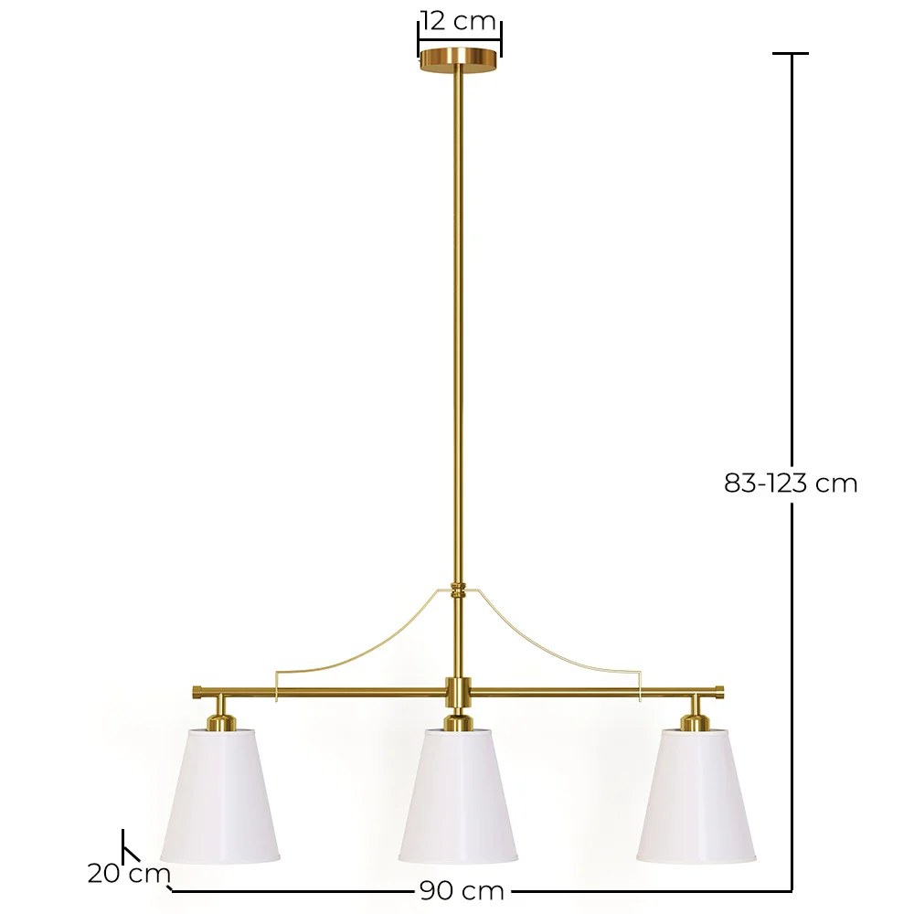 Suspension Plafonnier en Métal Doré Vieilli avec 3 Abat-jours - Bubles image 10