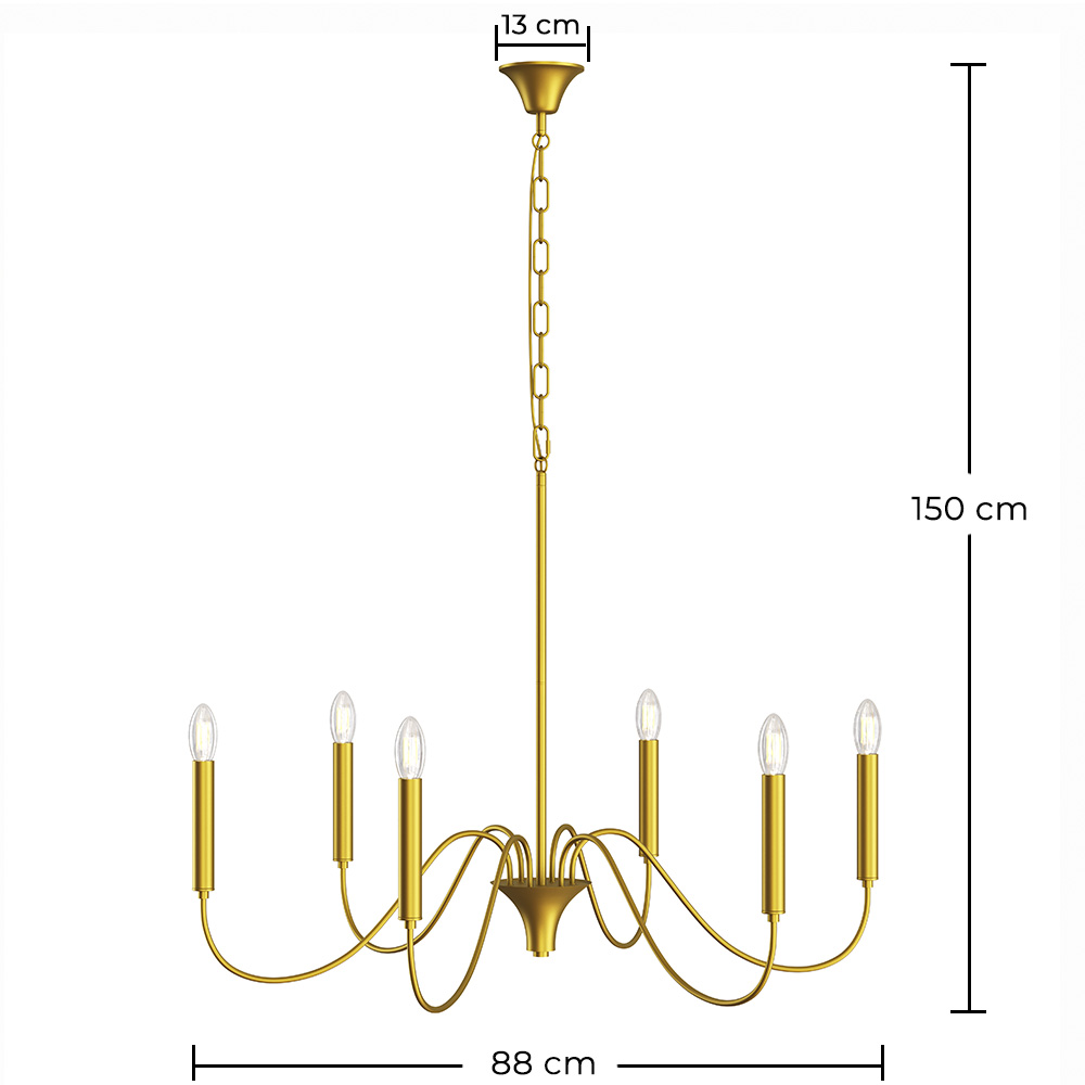 Suspension dorée à 6 bras – Style chandelier moderne en métal - Vintessa image 10