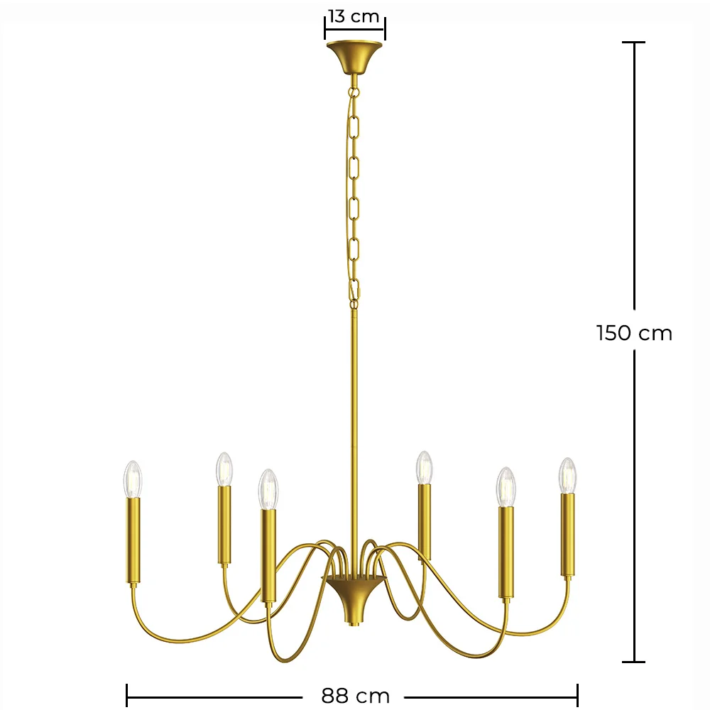 Suspension dorée à 6 bras – Style chandelier moderne en métal - Vintessa image 10