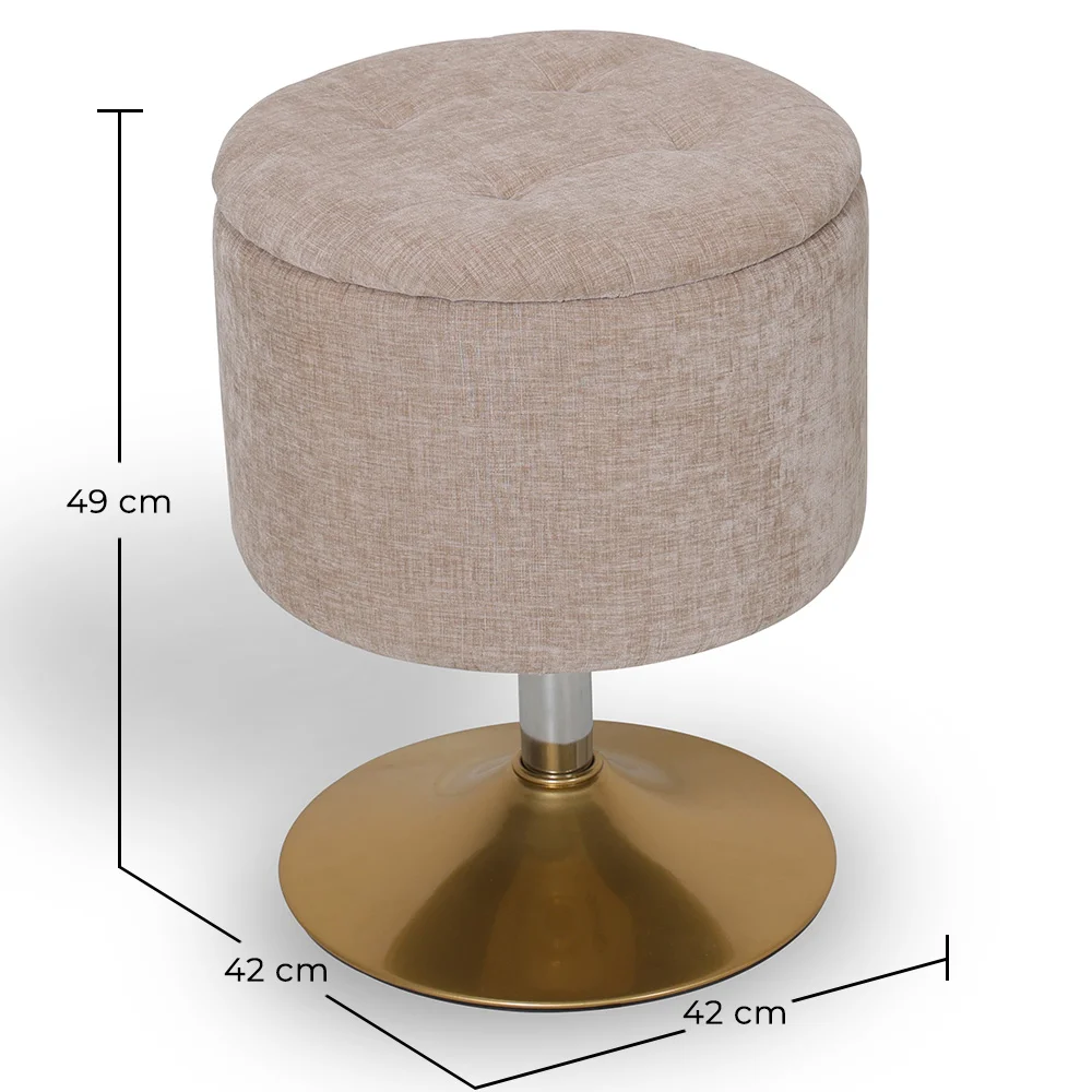 Tabouret Avec Rangement Rembourré En Chenille - Tony image 10