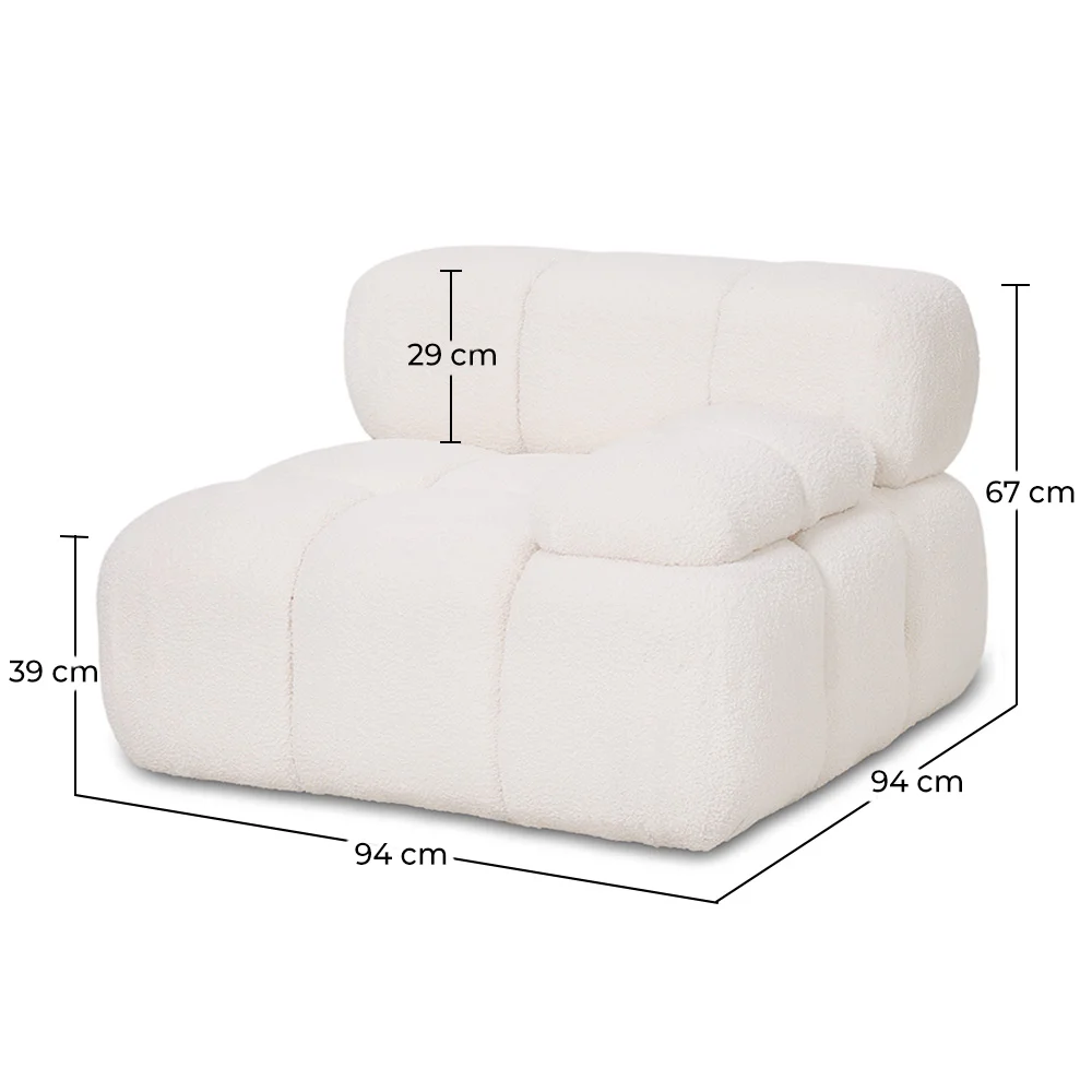 Canapé Modulaire Angle Gauche - Revêtu De Tissu Bouclé Blanc - Bianca image 10