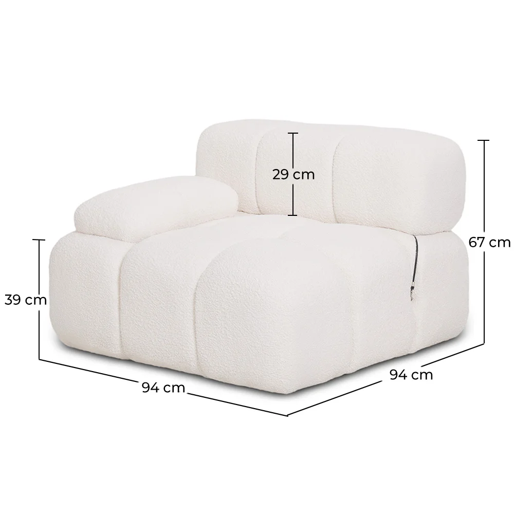 Fauteuil D’Angle Droit - Rembourré En Tissu Bouclé - Compatible Avec Le Canapé Modulaire Bianca image 10