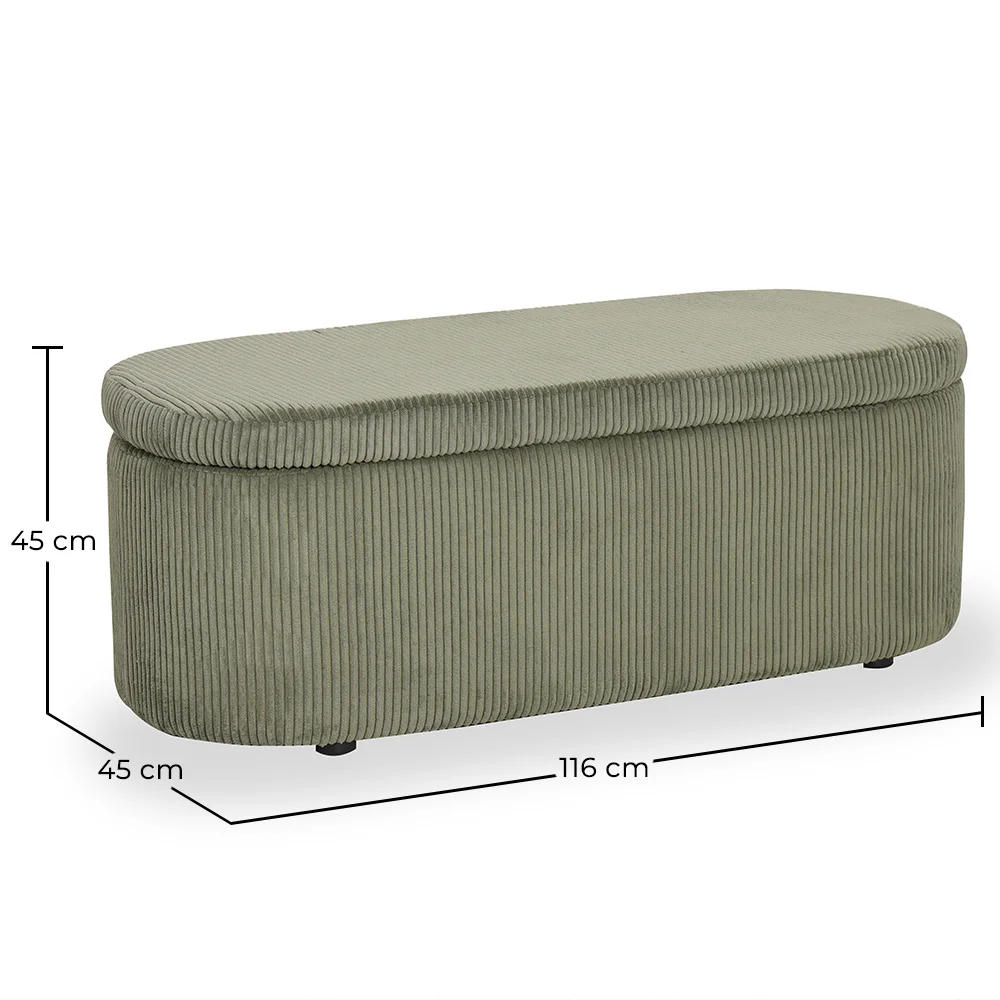 Banc Avec Rangement Interne Rembourré En Tissu Velours Côtelé - Eiren image 10