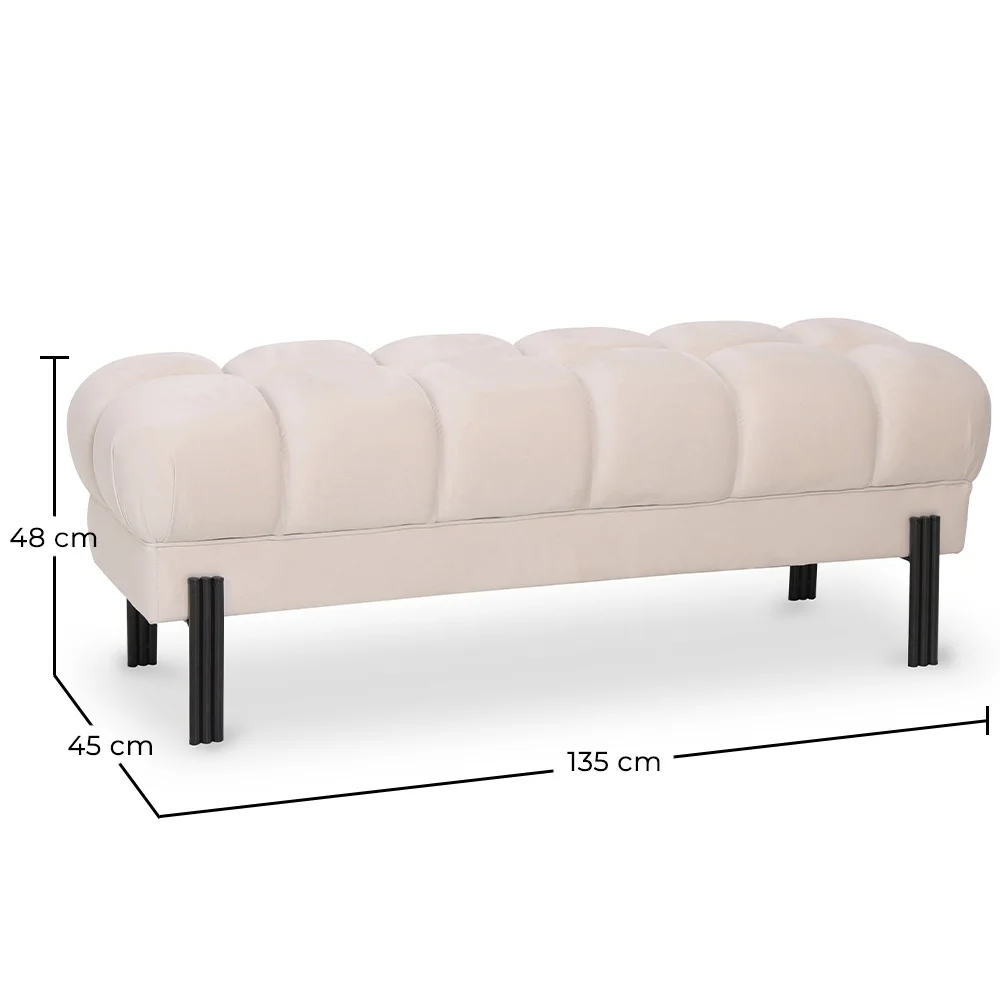 Banc de style Chesterfield tapissé en velours avec pieds en fer - Hamptons image 10