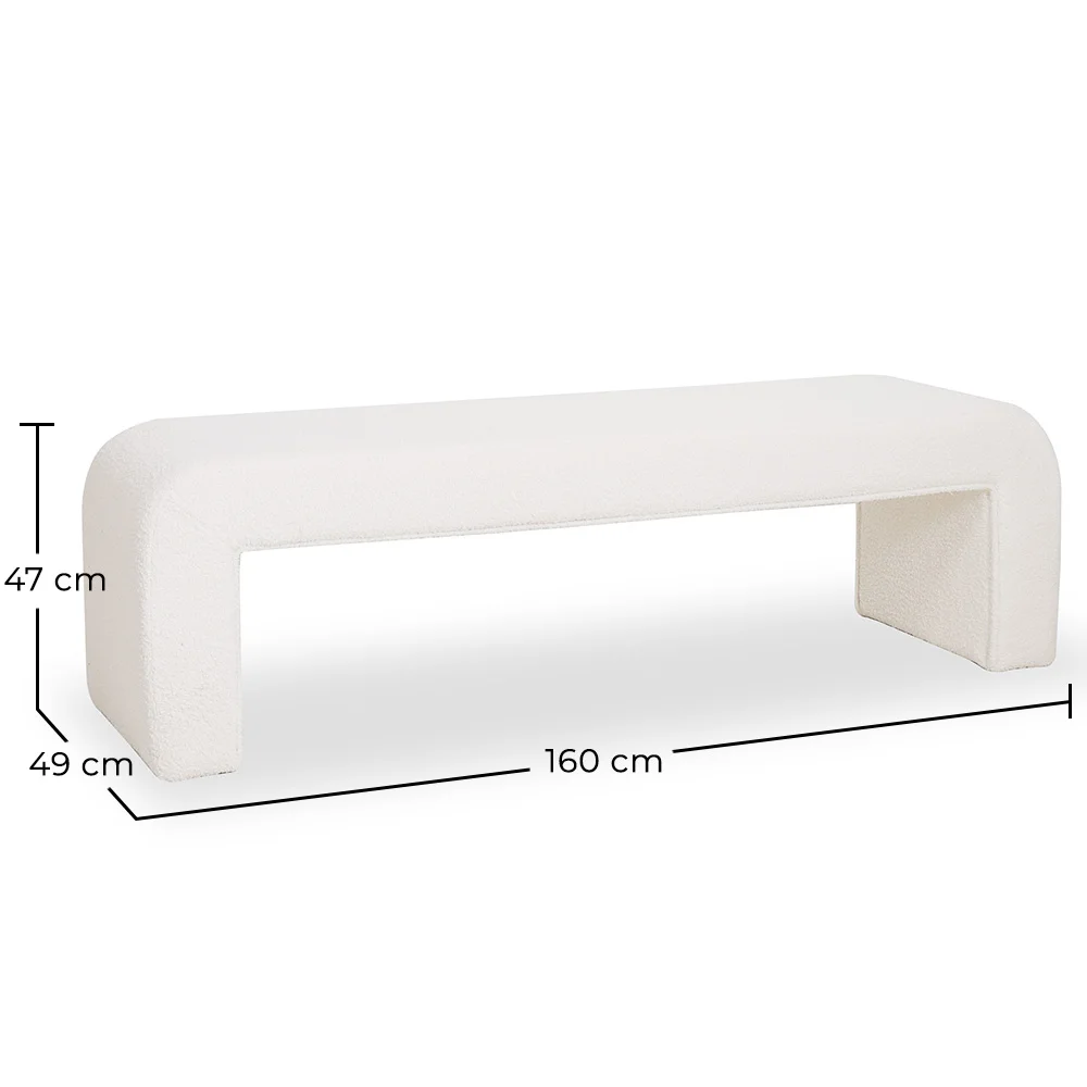 Banc Rembourré En Tissu Bouclé Blanc - Moderne Élégant Minimaliste - Karla image 10