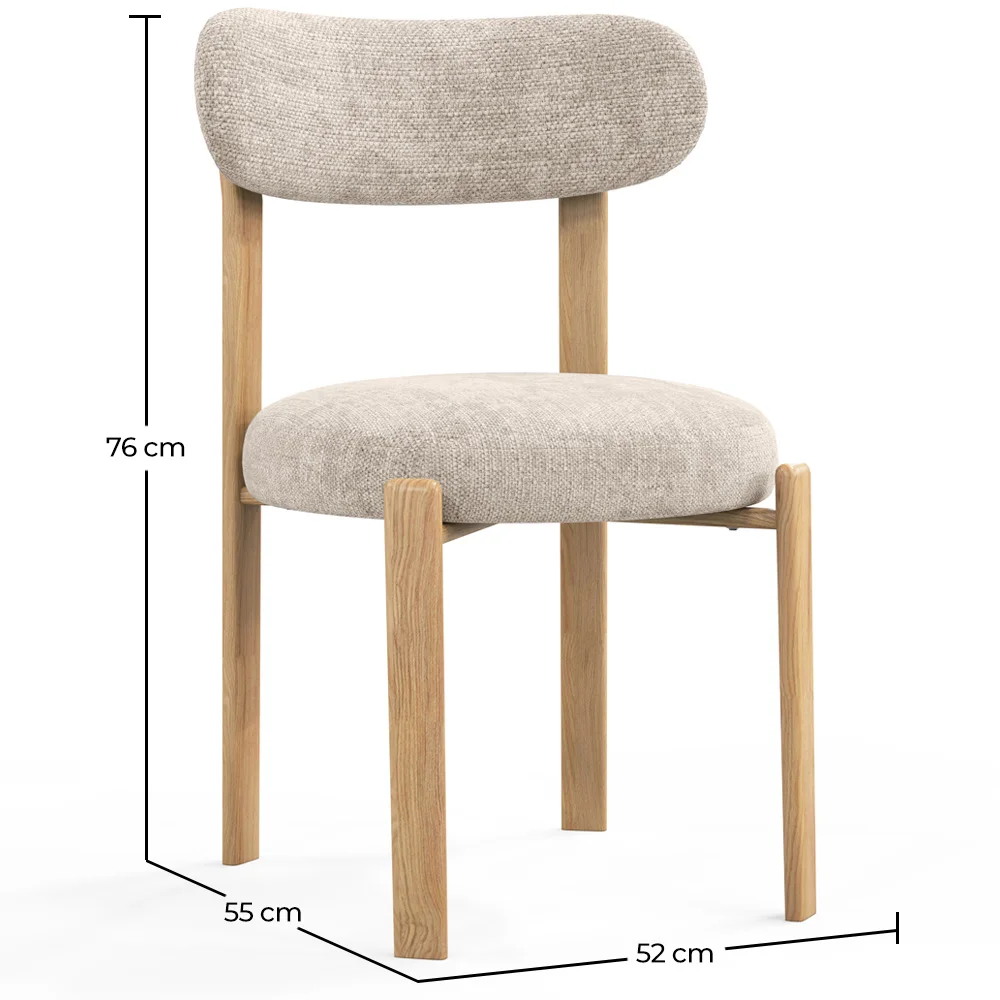 Chaise de salle à manger Chenille rembourrée - Pieds effet Chêne - Design ergonomique et moderne - Okare image 10