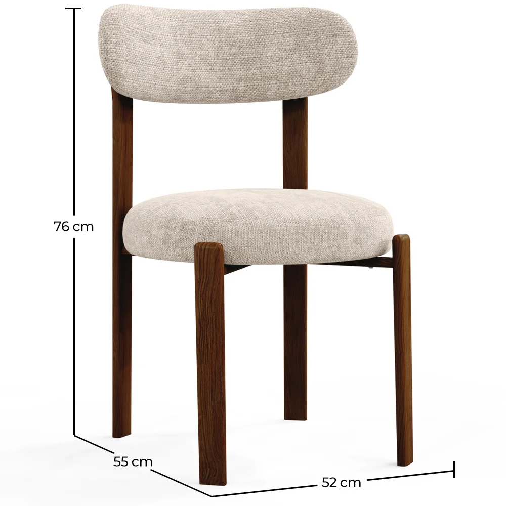 Chaise de salle à manger tapissée en lin – Pieds effet bois foncé – Design ergonomique et moderne – Okare image 10