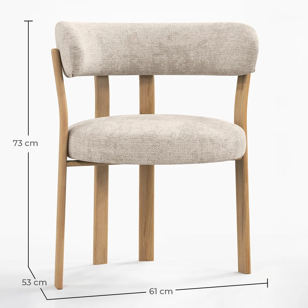 Fauteuil de <em>salle de séjour</em> avec <em>accoudoirs</em> <em>rembourrés</em> en Chenille – <em>Pieds</em> effet chêne – <em>Design ergonomique</em> et moderne – Okare image 10