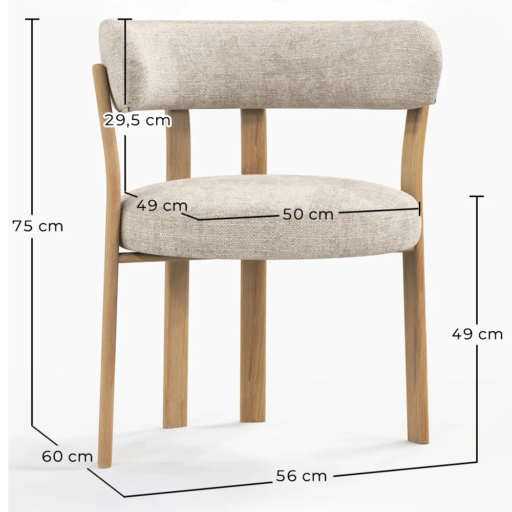 Fauteuil de <em>salle de séjour</em> avec <em>accoudoirs</em> <em>rembourrés</em> en Chenille – <em>Pieds</em> effet chêne – <em>Design ergonomique</em> et moderne – Okare image 10