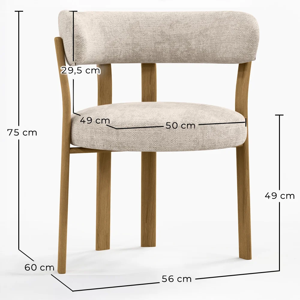 Fauteuil de <em>salle de séjour</em> avec <em>accoudoirs</em> <em>rembourrés</em> en Chenille – <em>Pieds</em> effet chêne – <em>Design ergonomique</em> et moderne – Okare image 10