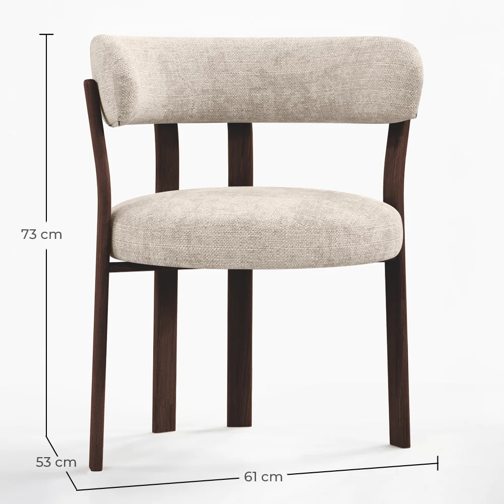Fauteuil de salon avec accoudoirs rembourrés en Chenille – Pieds effet bois foncé – Design ergonomique et moderne – Okare image 10