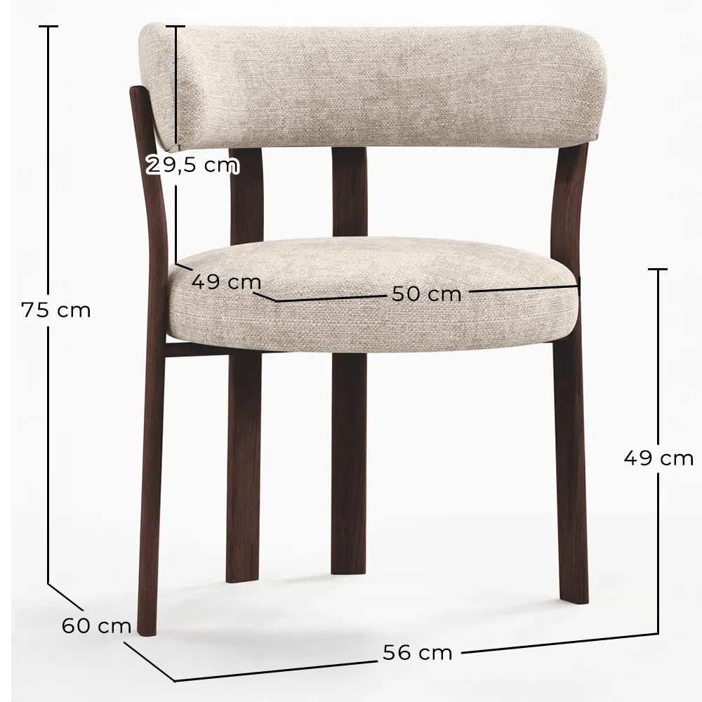 Fauteuil de salon avec accoudoirs rembourrés en Chenille – Pieds effet bois foncé – Design ergonomique et moderne – Okare image 10