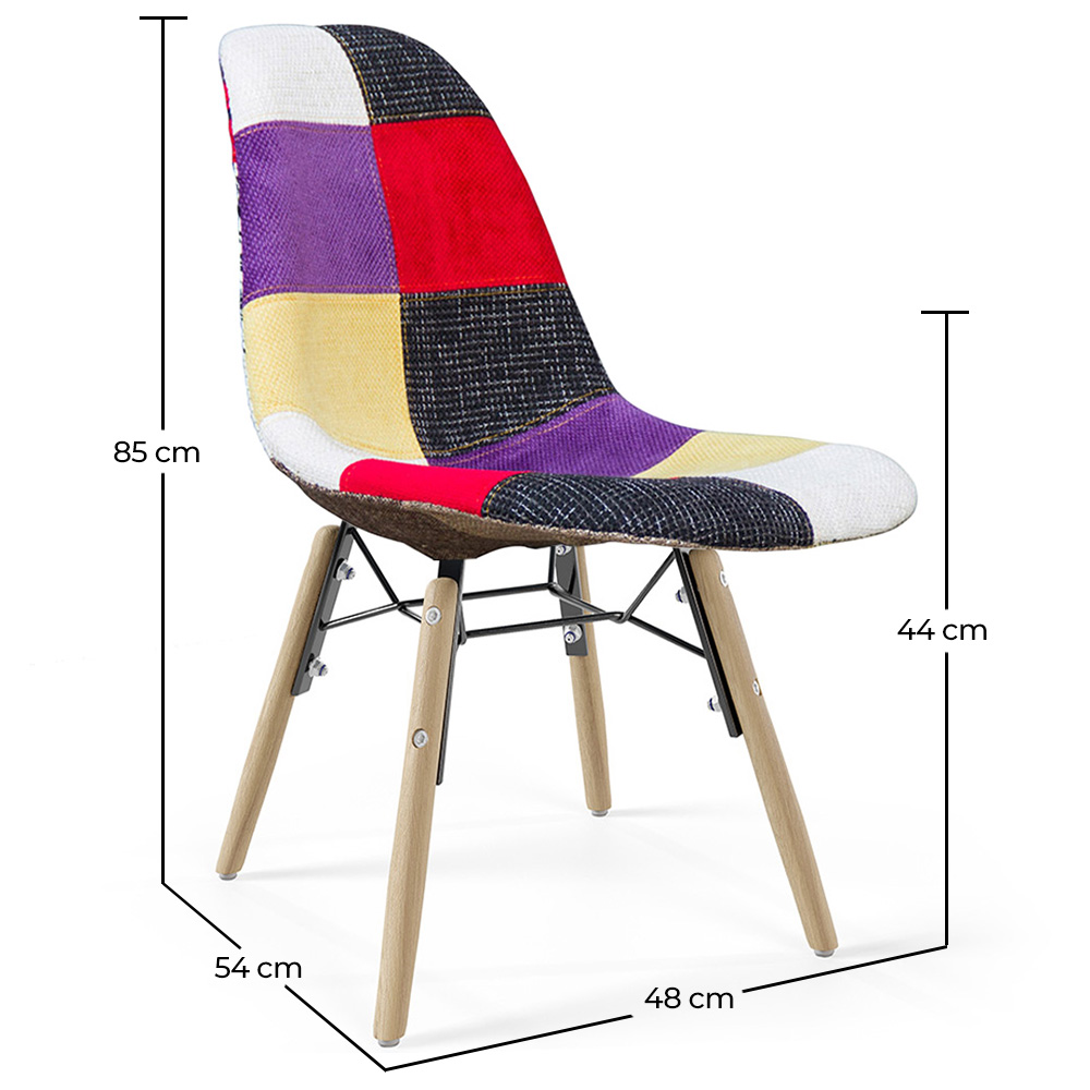Chaise de Salle à Manger - Tissu Patchwork - Design Scandinave et Pieds en Bois - Skögur image 10