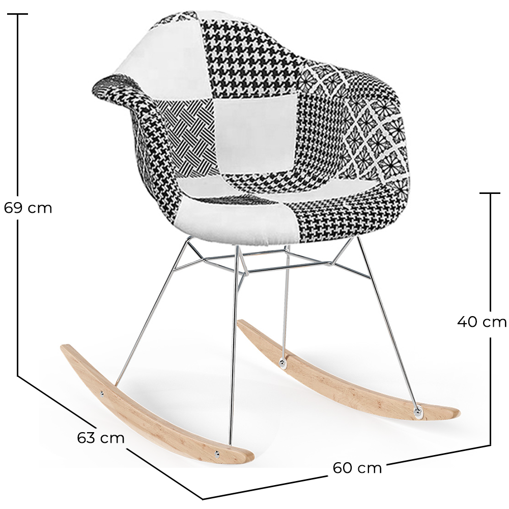 Chaise à bascule style Nordic Patchwork – Rembourrée en Tissu – Patchwork Sam  image 10