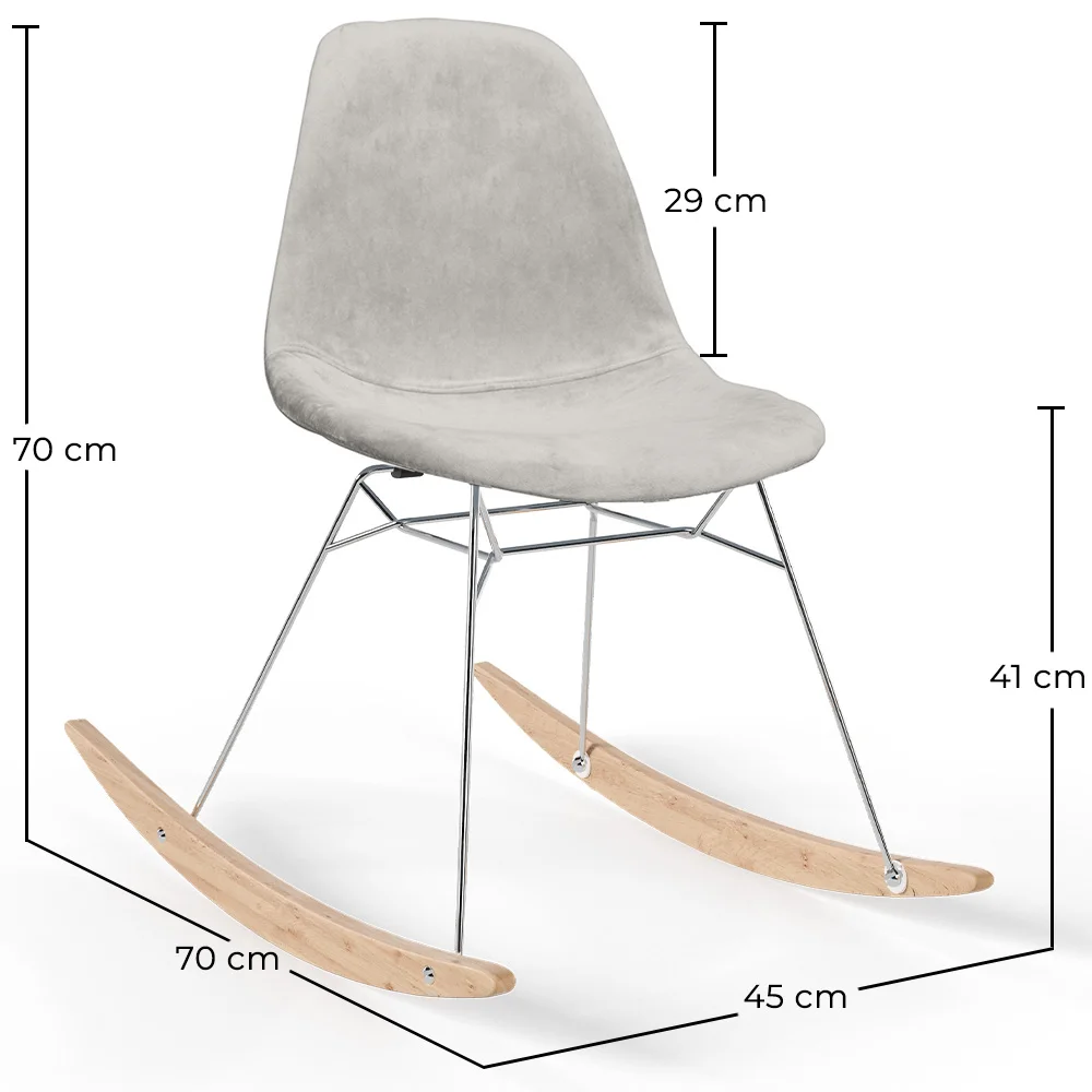 Chaise à bascule moderne en tissu rembourré pour adultes - Pieds en acier et bois - Skögur image 10