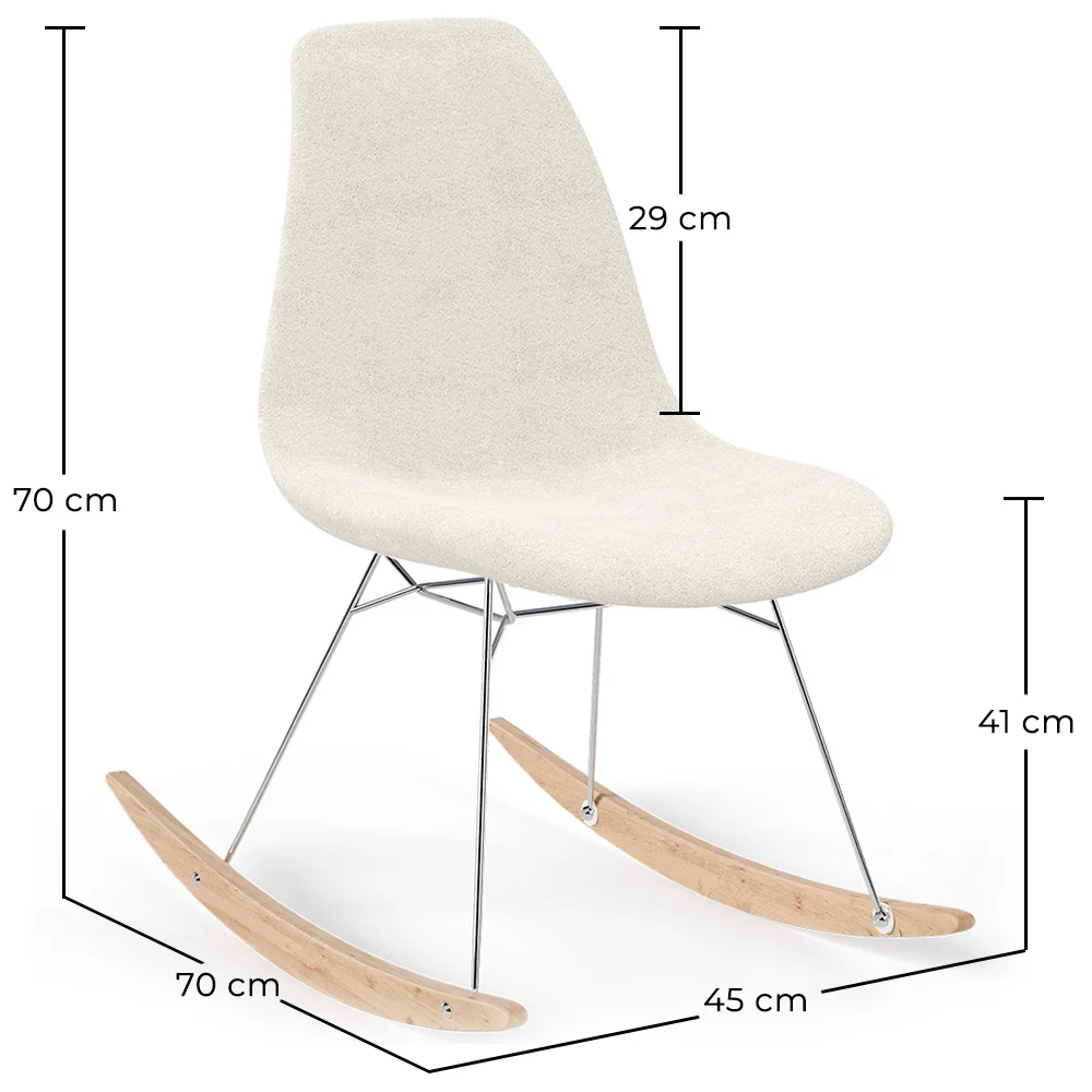 Chaise à bascule Minimaliste Bouclé – Style Nordic avec base en bois et acier - Skögur image 10