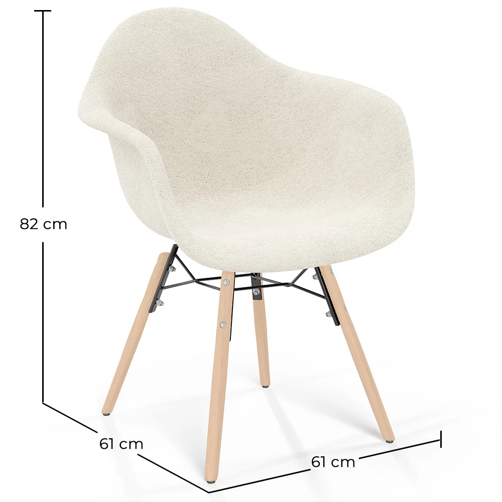 Chaise avec accoudoirs - Rembourrée en bouclé - Scandinave - Salle à manger, bureau ou salle d'attente - Nordika image 10