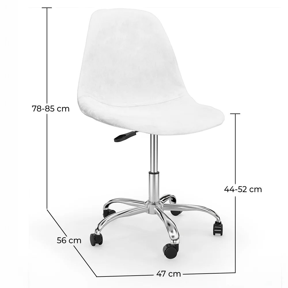 Chaise de bureau pivotante avec roues – Rembourrage en velours – Pieds en acier - Denisse image 10