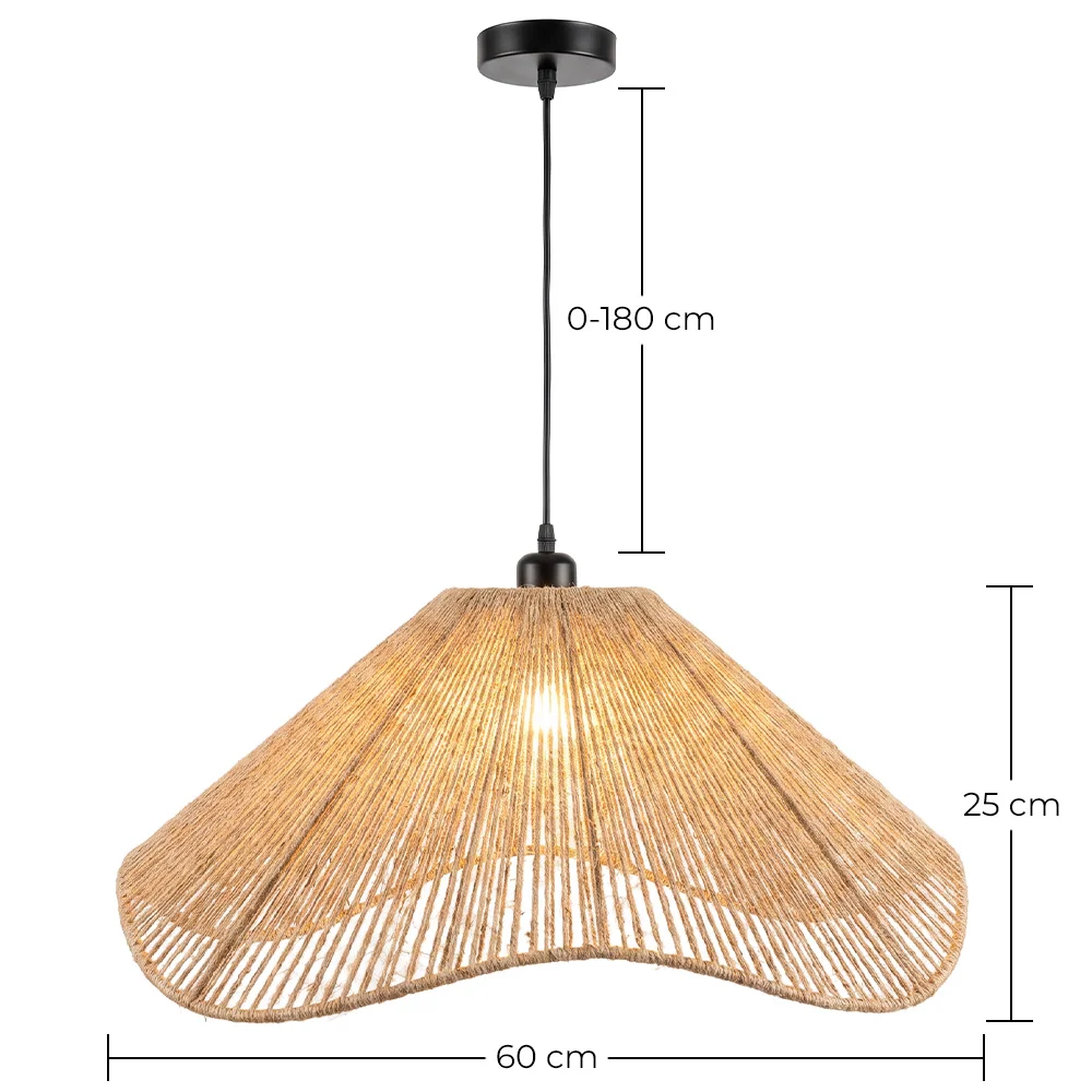 Suspension Lampe Corde Naturelle Style Boho – Abat-jour en Fibre Naturelle Fait Main - Lunah image 10