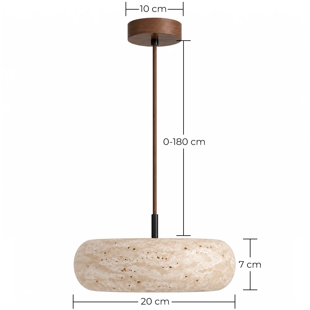 Suspension plafonnier – bois & travertin – Marguerite image 10