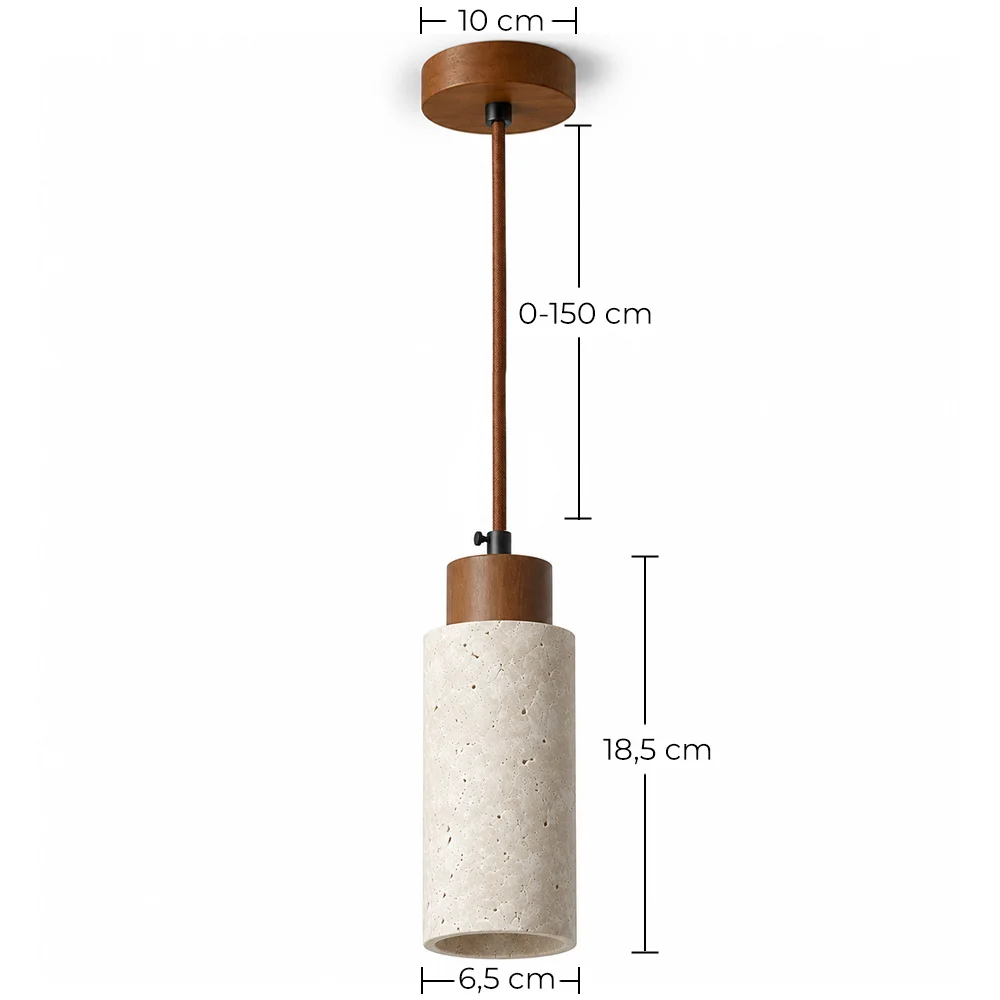 Suspension plafonnier bois & travertin - Élodie image 10