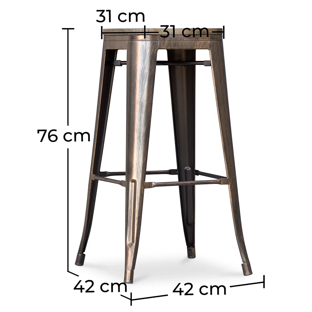 Tabouret de bar Design Industriel - Bois & Acier - 76cm - Stylix image 10