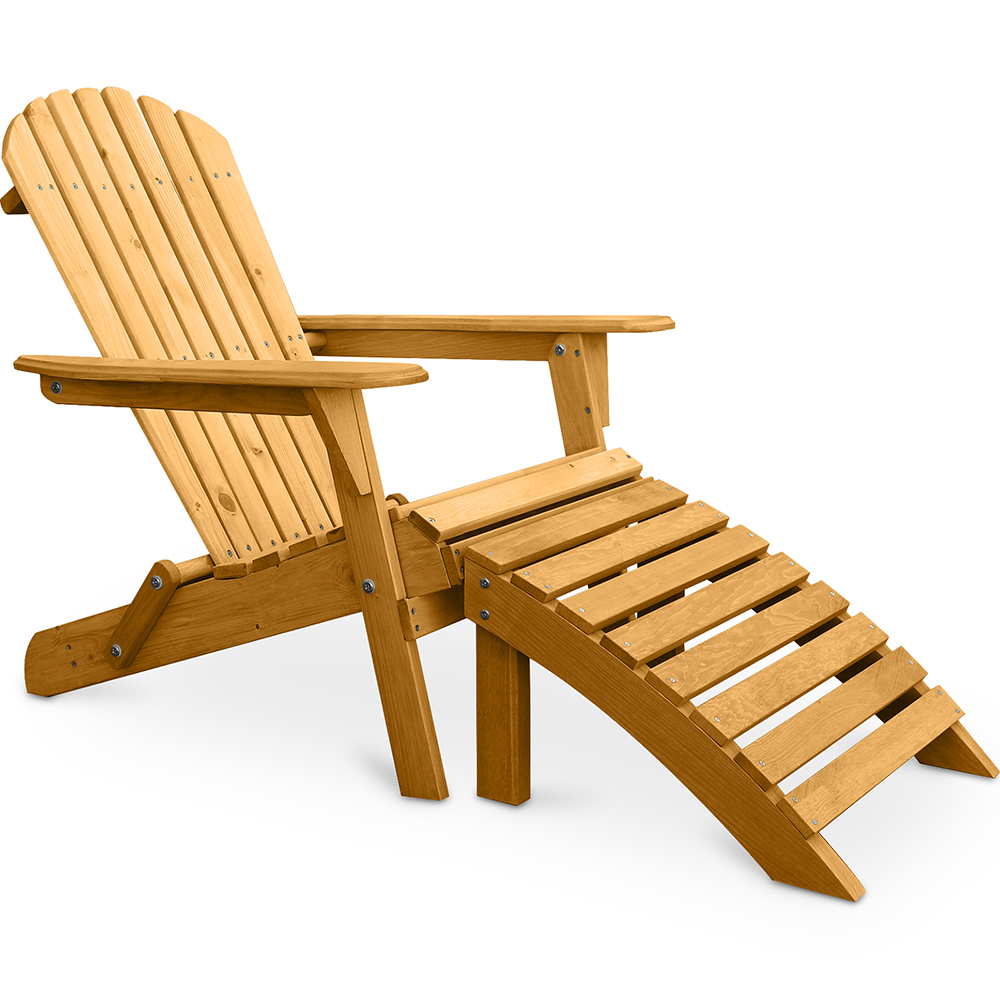 Adirondack Chaise longue de jardin + Reposepieds en bois Set Alana