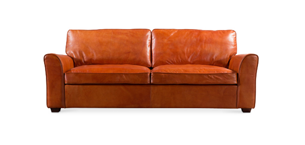 Canapé vintage de 2/3 places en cuir marron