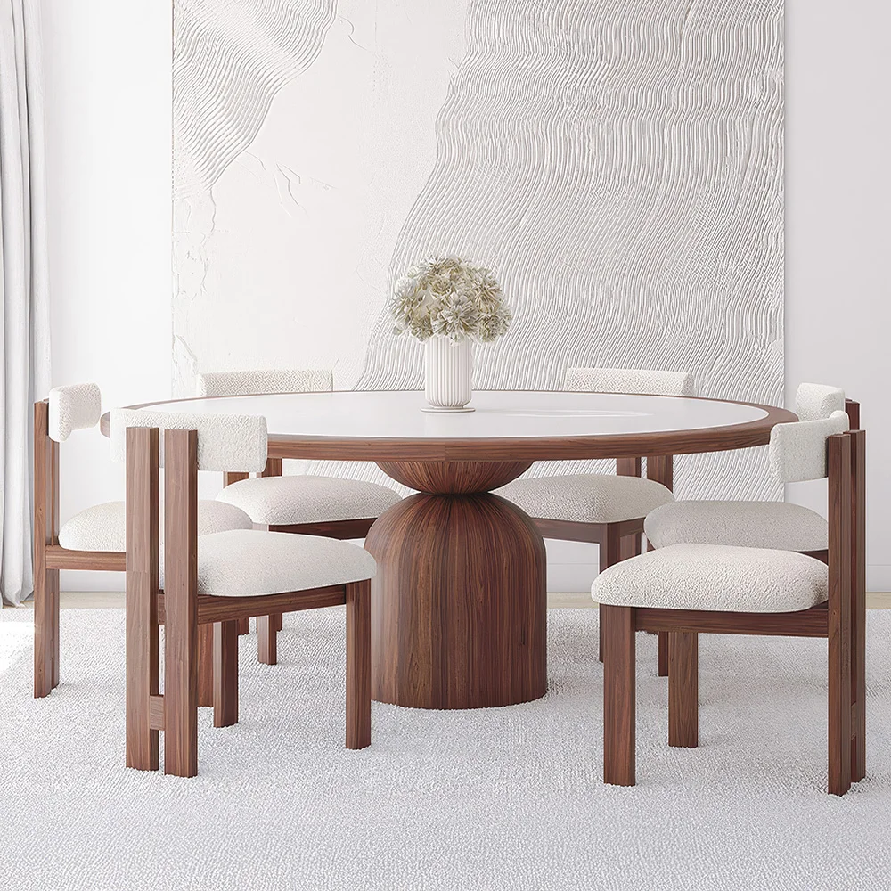 Ensemble table à manger GEORGIA 140 cm blanche et noire et 6 chaises ROMANE noires liseré blanc - Gamm vert