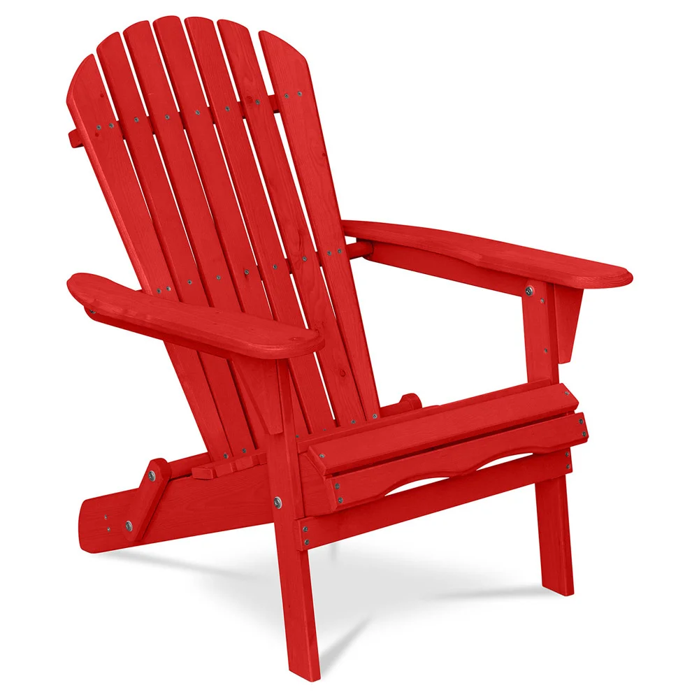 Lot De 2 Chaises De Jardin Adirondack En Bois Pliables - Dossier Haut Et Accoudoirs Larges 51x46 Cm