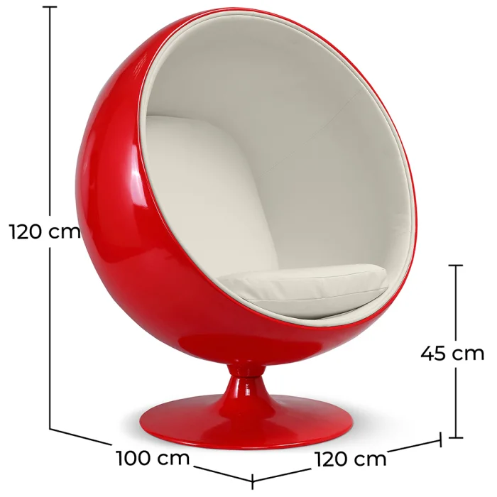 Fauteuil Boule/balle Blanc – Design Rond, Avec Coussin, Occasion