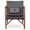 Fauteuil en bois avec accoudoirs - Revêtu de cuir - Annua image 7