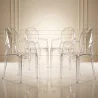 Lot de 4 chaises de salle à manger - Transparentes - Design avec accoudoirs - Louis XIV image 7