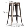 Tabouret de bar design industriel - Bois et acier - 76cm - Stylix image 7