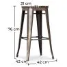 Tabouret de bar Design Industriel - Bois & Acier - 76cm - Stylix image 7