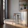 Tabouret de Bar - Design Industriel - Bois et Acier - 60cm -Stylix image 7