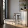 Tabouret de Bar - Design Industriel - Bois et Acier - 60cm -Stylix image 7